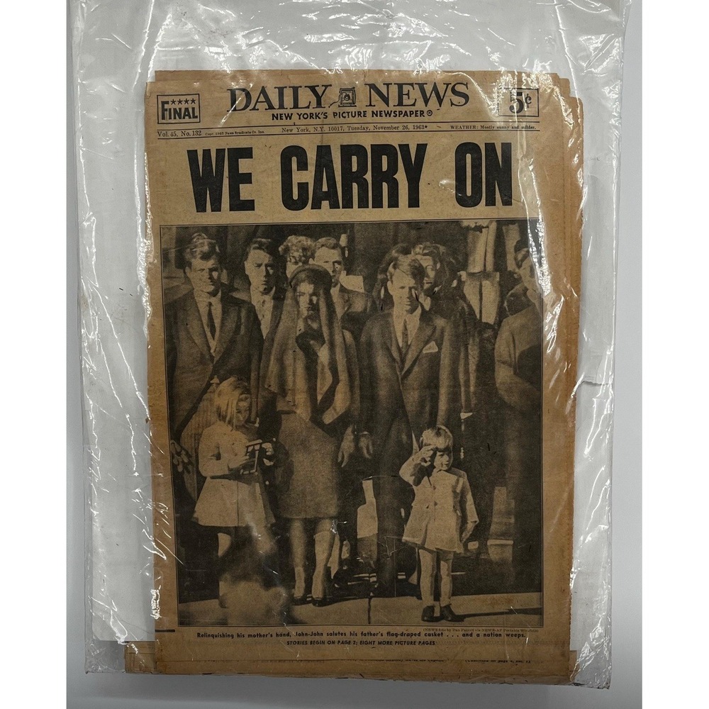 We Carry On JFK Death | New York Daily News Newspaper November 27 1963 Vintage